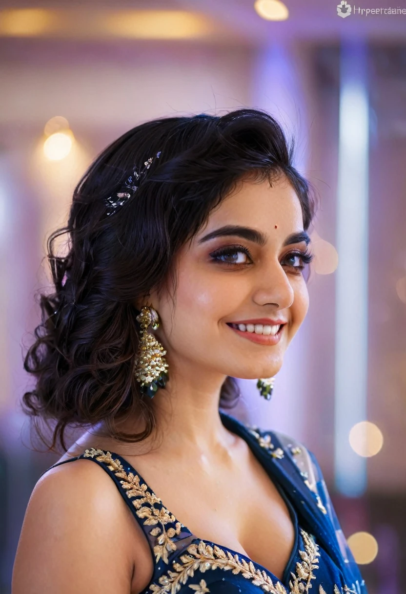 (((Stunningly Beautiful persian Princesss ))), elegant blue black updo hair, sweet smile, Beautiful bride, looking back,elaborate scene style, crystal glass lattice, glitter, transparent embroidered lace, realistic style, 8k,exposure blend, medium shot, bokeh, (cinematic), (hyperdetailed:1.2),Realism,1 girl,girl wearing indian saree(dressed in transparent saree)(wearing glitter graphics jewelry, medium ,Sexy medium Breast,nipple,bright light ,long_hair, Bokeh ,nsfw , indian ,colourfull , princess dress,lehenga choli