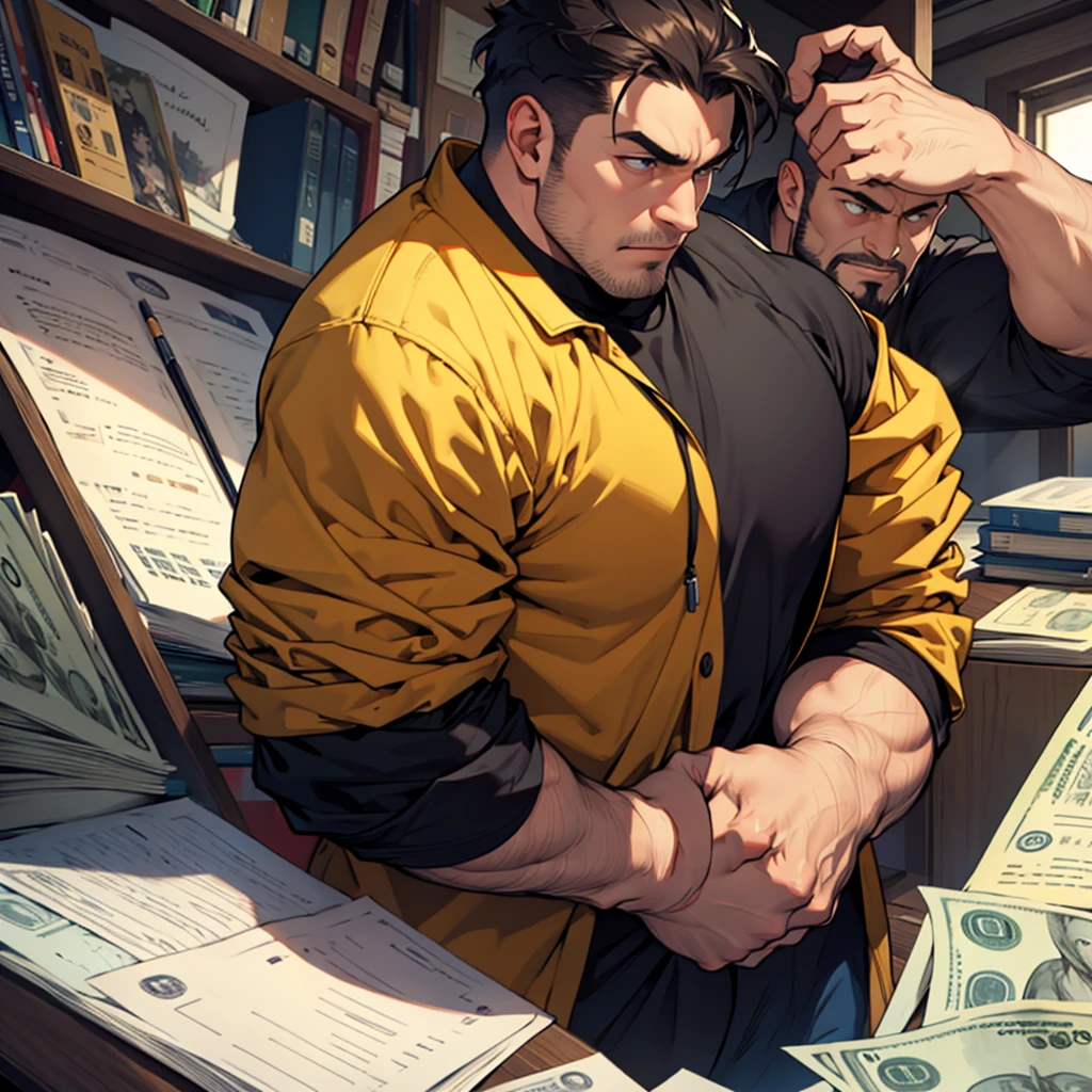 Strong man studies to have a lot of money 