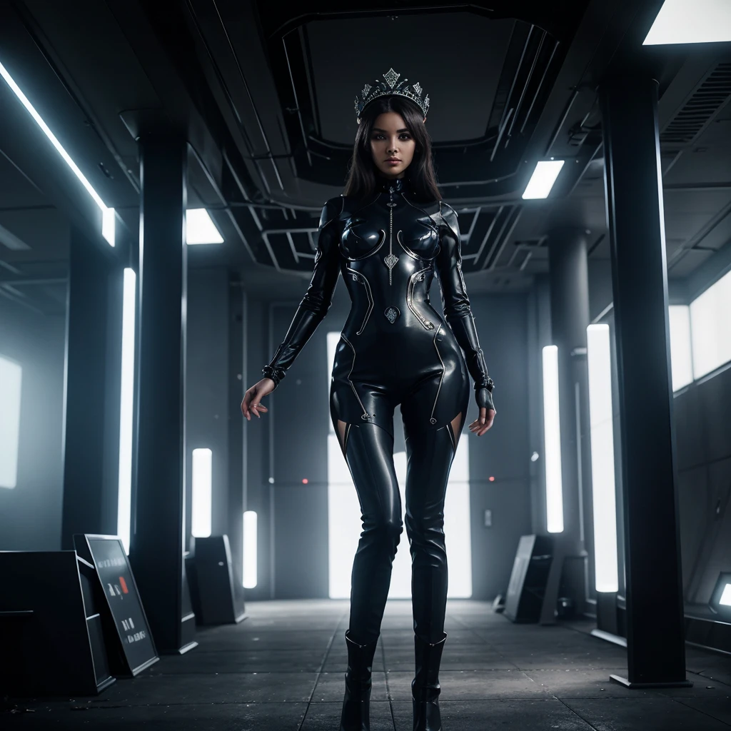 Queen in latex leggings