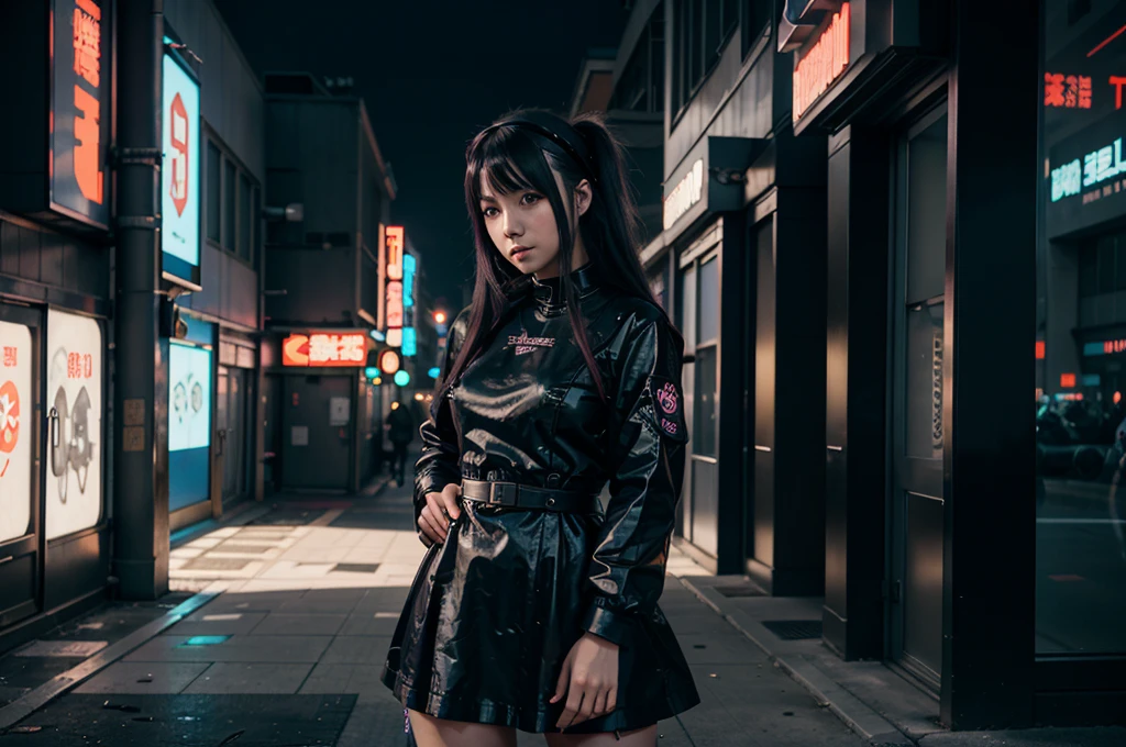 An anime girl in a dress and headband stands in front of a building, digital cyberpunk anime art, digital cyberpunk - anime art, anime cyberpunk art, anime girl cyberpunk, anime girl cyberpunk mech, anime style 4k, Best anime 4k konachan wallpaper, cyber school girl, cyberpunk anime art, portrait anime space cadet girl, anime girl of the future, Dreamy girl in cyberpunk style