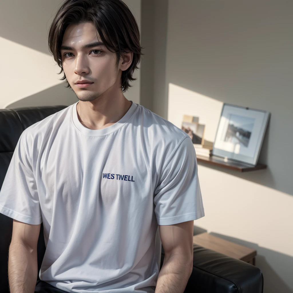 Man with shirt written west group