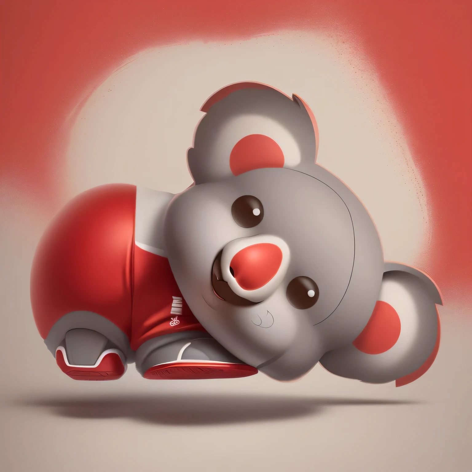 there is a cartoon of a koala bear with a red and white diaper, koala, Sporty team mascot, Sporty mascot, Mascot illustration,Red and gray only, football mascot, Official illustrations, Created using Adobe Illustrator, koala playing a guitar, High School Mascot, HD illustrations, Sporty, Full body mascot,