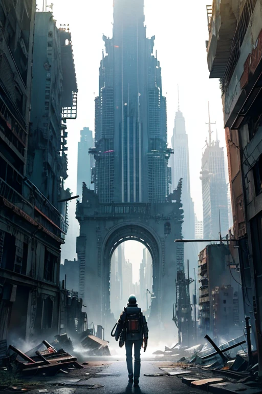 Highest quality、A ruined futuristic city、dim、Surrealism