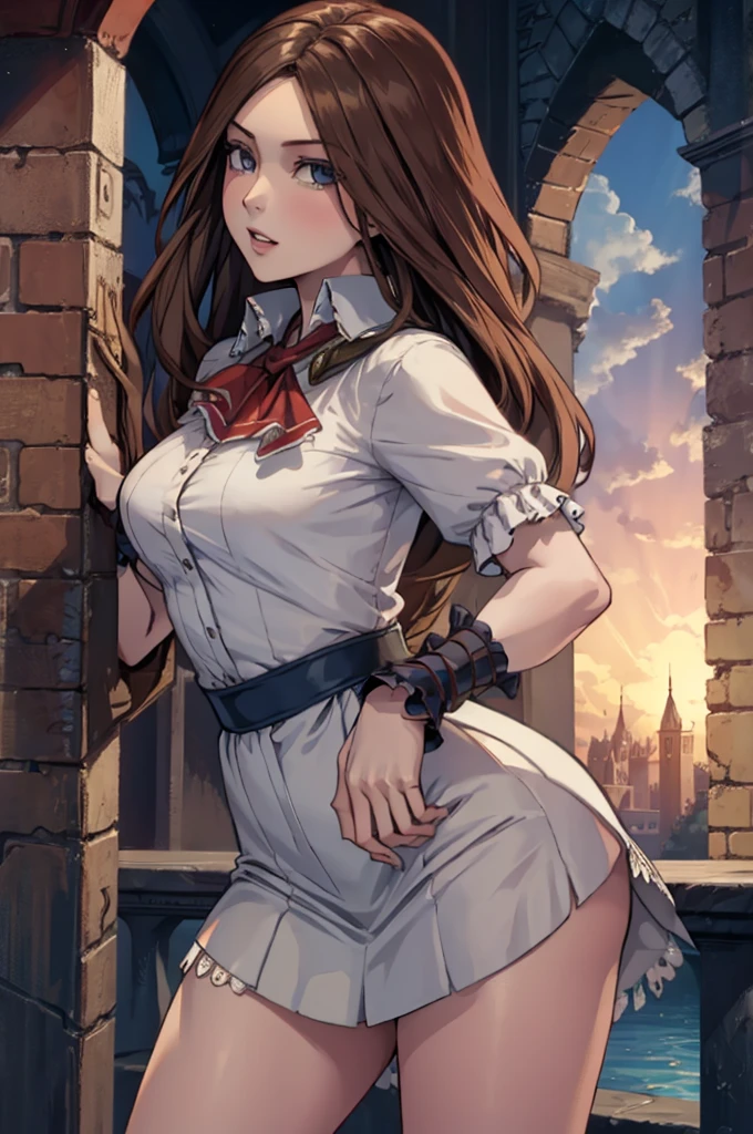 Charlotte Aulin - Castlevania, sexy young girl, brown hair, sexy, the girl stands tall