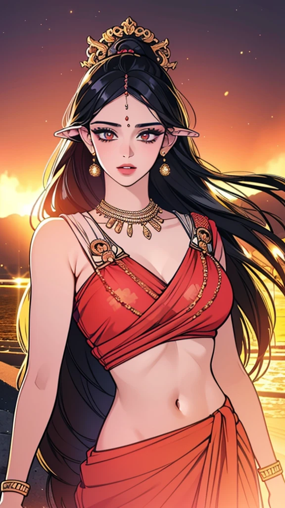 extremely bold Tamil girl, 25year old, medium breast, looks fair, black hair, fir body, Outdoor photoshoot, (ultra realistic:1.37), (extremely believable:1.6 picture) (intricate beautiful details of faces & eyes & ears & nose & lips & skin & body parts), , long black hair, 36D, round deep navel, (wearing:1.6 glamorous saree, blouse, petticoat), good makeup, quality clothing brands, stylish footwears, beautiful background, minimal ornaments, vibrant colors hyper maximalized objects, cinematic lighting effects, HDR, hyper realistic, yocto-pixel detailing, yotta-pixel image