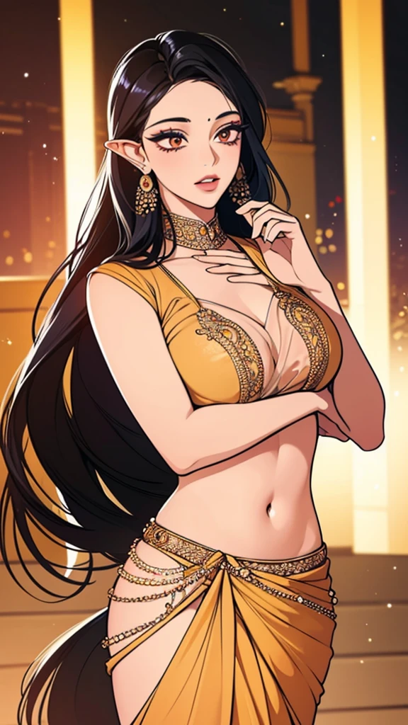 extremely bold Tamil girl, 25year old, medium breast, looks fair, black hair, fir body, Outdoor photoshoot, (ultra realistic:1.37), (extremely believable:1.6 picture) (intricate beautiful details of faces & eyes & ears & nose & lips & skin & body parts), , long black hair, 36D, round deep navel, (wearing:1.6 glamorous saree, blouse, petticoat), good makeup, quality clothing brands, stylish footwears, beautiful background, minimal ornaments, vibrant colors hyper maximalized objects, cinematic lighting effects, HDR, hyper realistic, yocto-pixel detailing, yotta-pixel image