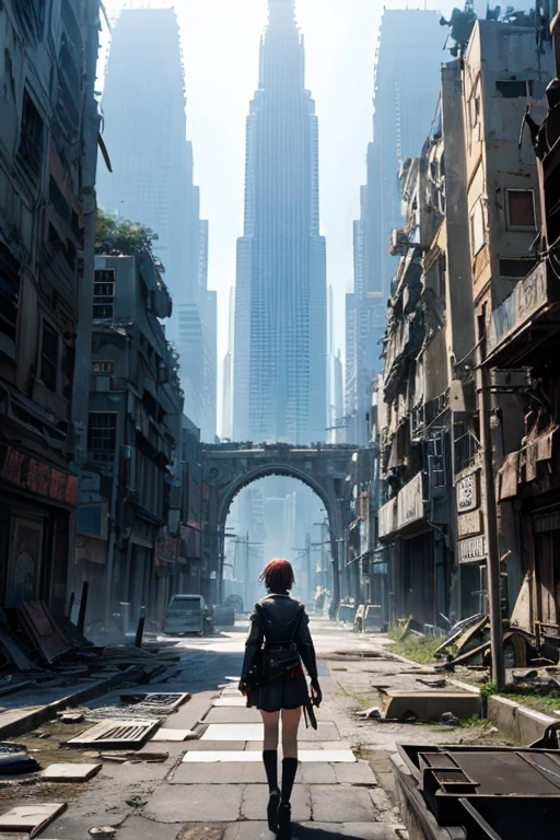 Highest quality、A ruined futuristic city、dim、Surrealism