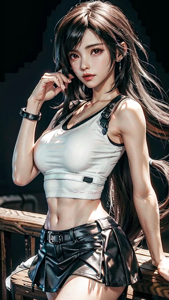 Tifa lockhart, huge breasts (white tank top) (black miniskirt)
