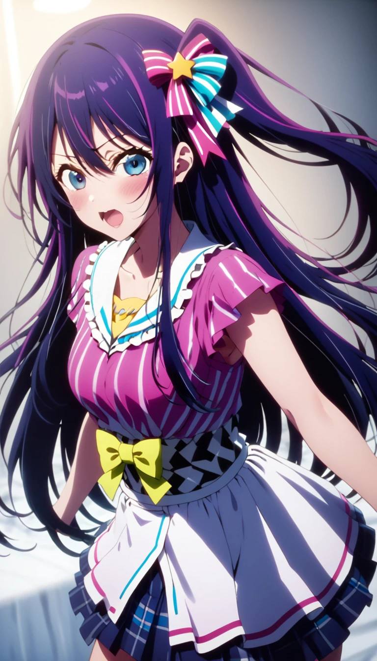 (Masterpiece、Highest quality、Very detailed、4K)、One Woman、(((Hoshino Ai))、Purple Hair、Long Hair、Idol