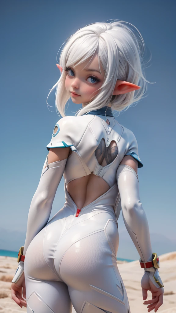 (whole body:1.5),beautiful detailed background, octane rendering, 8K, best quality, masterpiece, illustration, extremely delicate and beautiful, detailed,extremely detailed,CG,Unite,wallpaper,Astonishing, fine details, realistic art: 1.2 ,masterpiece, best quality, official art, extremely detailed CG Unite 8K wallpaper,1 girl, (((white hair in ponytail))), wearing white latex shiny catsuit, sitting with legs apart,, green eyes, pretty symetrical face, tan skin, wet skin, freckles, thin waist, narrow hips, tight apple ass, large breasts, Looking off to the side , Realistic photos, (hiqcgbody) ,perfect female figure, dark gothic rooftop background