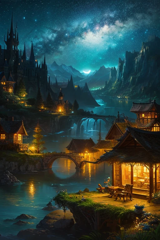 Highest quality、Landscape painting、Night view、Fantasy