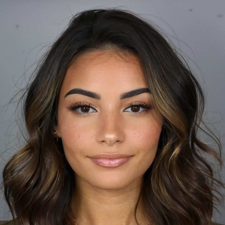 Une jeune femme cheveux noir long légèrement ondulé, de couleur châtain foncé. Les boucles sont bien définies , avec une touche naturelle et vibrante.peau claire, avec un teint légèrement doré, caractéristique des régions ensoleillées de la colombie. yeux : clairs, de couleur maron ou noir ajoutant une touche captivante à son apparence. visage : Forme ovale, avec des traits doux et harmonieux. Ses pommettes sont légèrement saillantes, et elle a un sourire craquant. âge : environ 18 ans, dégageant une aura de jeunesse et de vitalité et à l'apparence la plus réel que possible. Cadre : elle est à l'aéroport