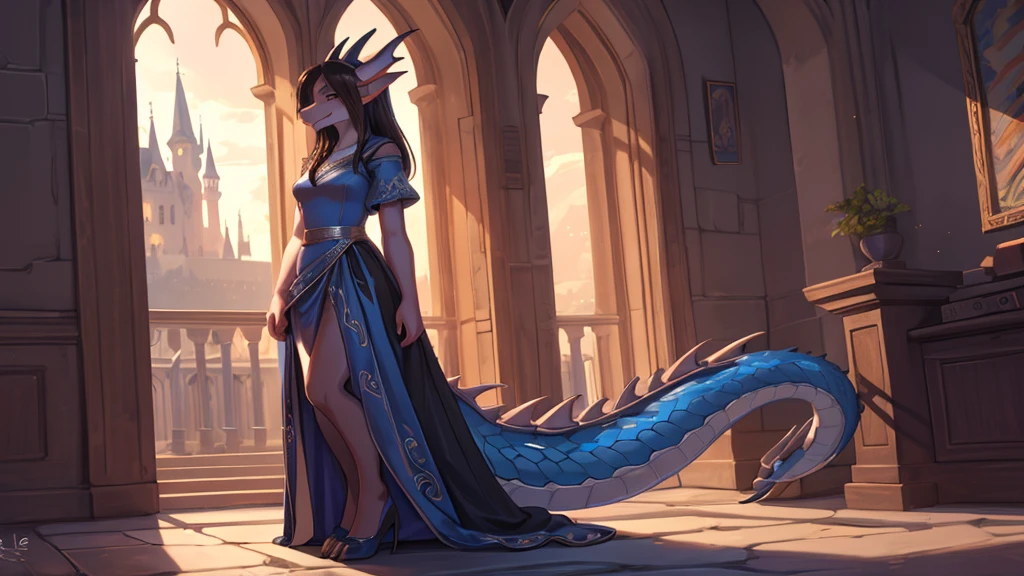 from Kenketa, Ross Tran, mumps, Foxov, on terraces, by Fumiko, от Pixelsketcher, from Einshelm, (by Hyoshiru), from down-kevlar, author: Ajin, (the Dragon:1.4), (red the Dragoness), ((antro)), 8 K, 4K, 2 thousand., detailed, difficult, (female), ((One)), ((the cell)), (masterpiece), Best quality, (detailed scales:1.4), Nsfv, (Pigs), (photorealistic), Hogwarts, Harry Potter, (((Ravenclaw))), uploaded to e621, (by Hyoshiru), by Sefeiren, digital bit, girl, Castle, ((dark red scales)), silver belly scales, (scaly skin), green eyes, dark hair, ((a long tail)), ((thick tail)), skinny, slim build, Long legs, Clawed feet, long ears, long muzzle, , Teasing smile, panties, stick out tongue, Full length portrait, Castle corridor, evening lighting, ((silver dress)), вечернее dress, evening dress, formal dress, sparkling dress, сверкающее dress, shimmering dress, dress с разрезом сбоку, Hc_dress, wearing Hc_dress, high-fashion