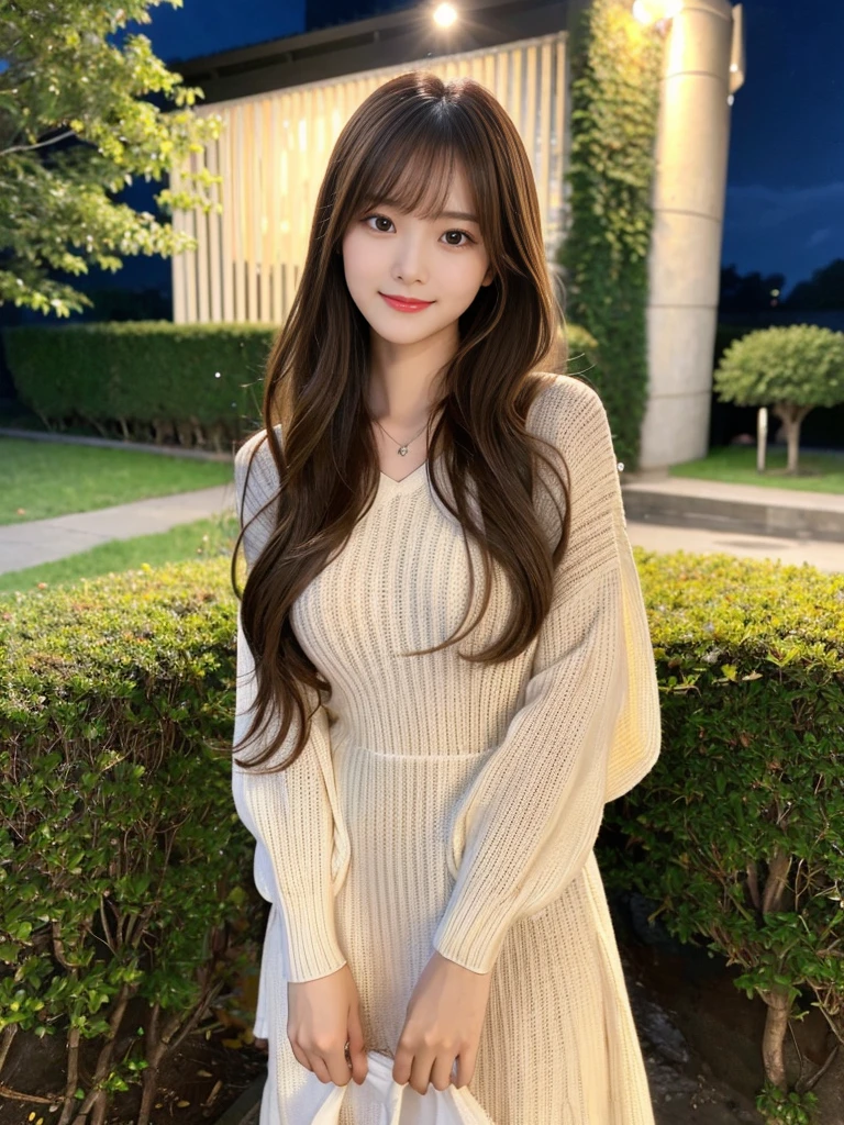 (8k RAW photos、Highest image quality)、((table top))、ultra high resolution、、movie、(20-year-old、narrow side、1 girl、long eyelashes、eye highlights)、natural skin texture、well-proportioned face、Clear eye and facial details、lipstick、(correction)、((long sleeve v neck knit))、light red eyeshadow、Perm Hair、Fluffy straight hair、beautiful hair、smile、I open my mouth a little、beautiful feet、 tall woman、Lean、thin legs、alone、(street、detailed background)、ample breasts、vivid background、brown hair、bangs、parted lips、The life-size details are written in depth.,sitting on the singing platform and looking at the flowers(8k RAW photos、Highest quality)、((Tabletop)、Ultra-high resolution、、movie、(20-year-old、Narrow Side、1 Girl、Long eyelashes、Eye highlights)、Natural skin texture、Well-proportioned face、Clear eyes and facial details、lipstick、(correction)、((Long sleeve V-neck knit))、Light red eyeshadow、Perm Hair、Fluffy straight hair、Beautiful Hair、smile、Open your mouth a little、Beautiful legs、 Tall woman、Lean、Thin legs、One person、(Street、Detailed Background)、Ample breasts、Vibrant Background、Brown Hair、bangs、Parting lips、Life-size details are deeply written,Sitting on the stage looking at the flowers