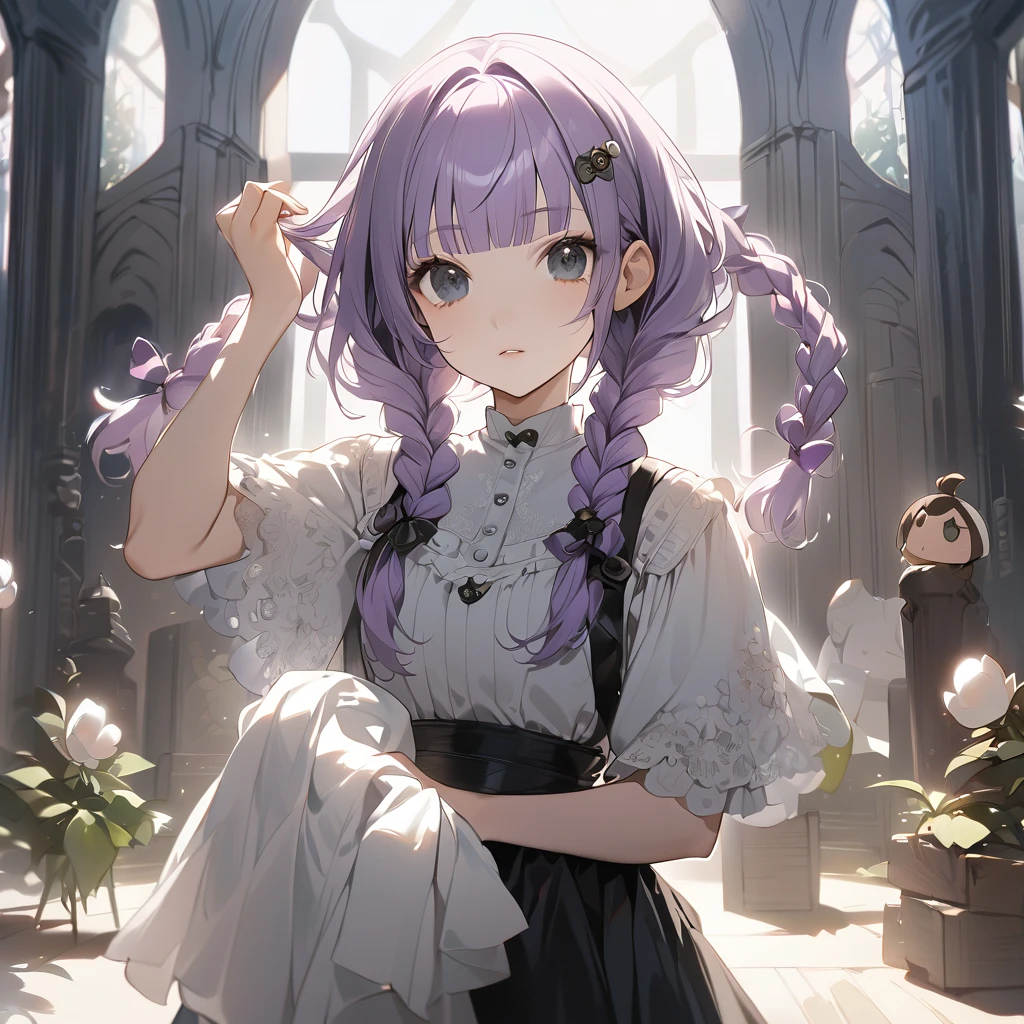 masterpiece, ultra detailed, 8K, a girl, kawaii, light atmosphere, (Cute a tsundere girl:1.5), anime visual, (tilt head:1.3), extremely delicate face, realistic lighting and shading, (an extremely delicate and beautiful art:1.3), a girl,blush,Japanese-style white colored yukata,
from side, cowboy shot, pale purple hair, blunt bangs hair, green eyes, A side view of a girl, showing her skeleton like an X-ray