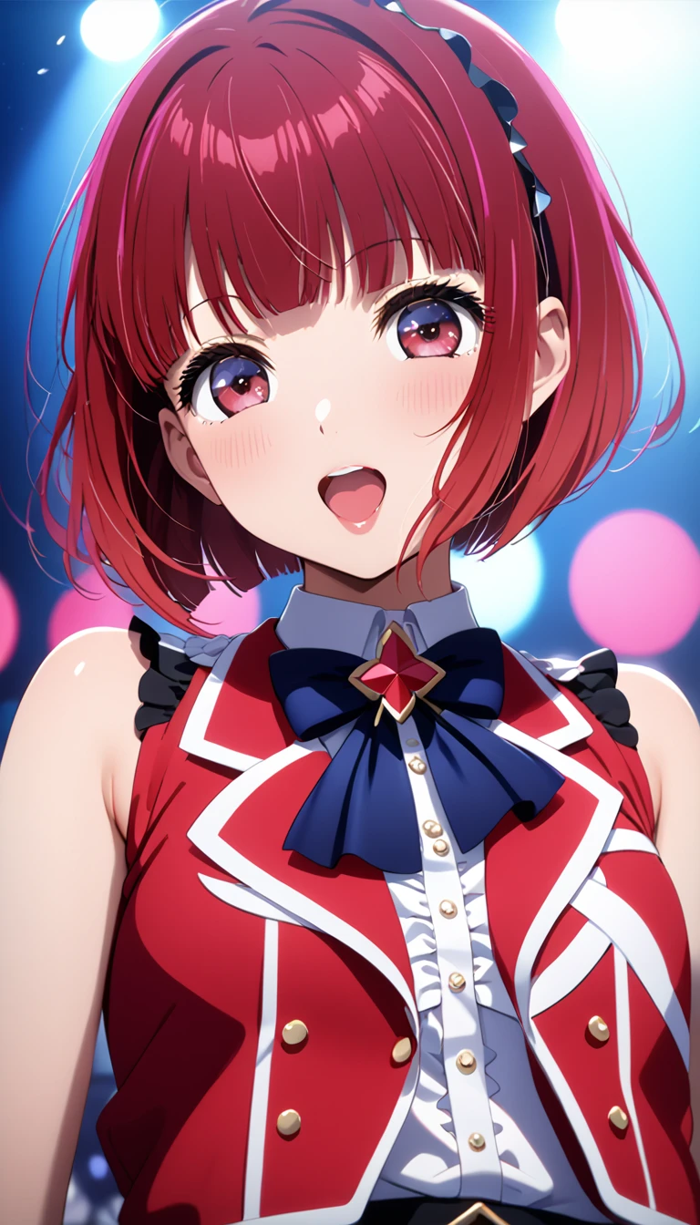 (Masterpiece、Highest quality、Very detailed、4K)、One Woman、(((Arima Kana)))、Red Hair、short hair、Idol