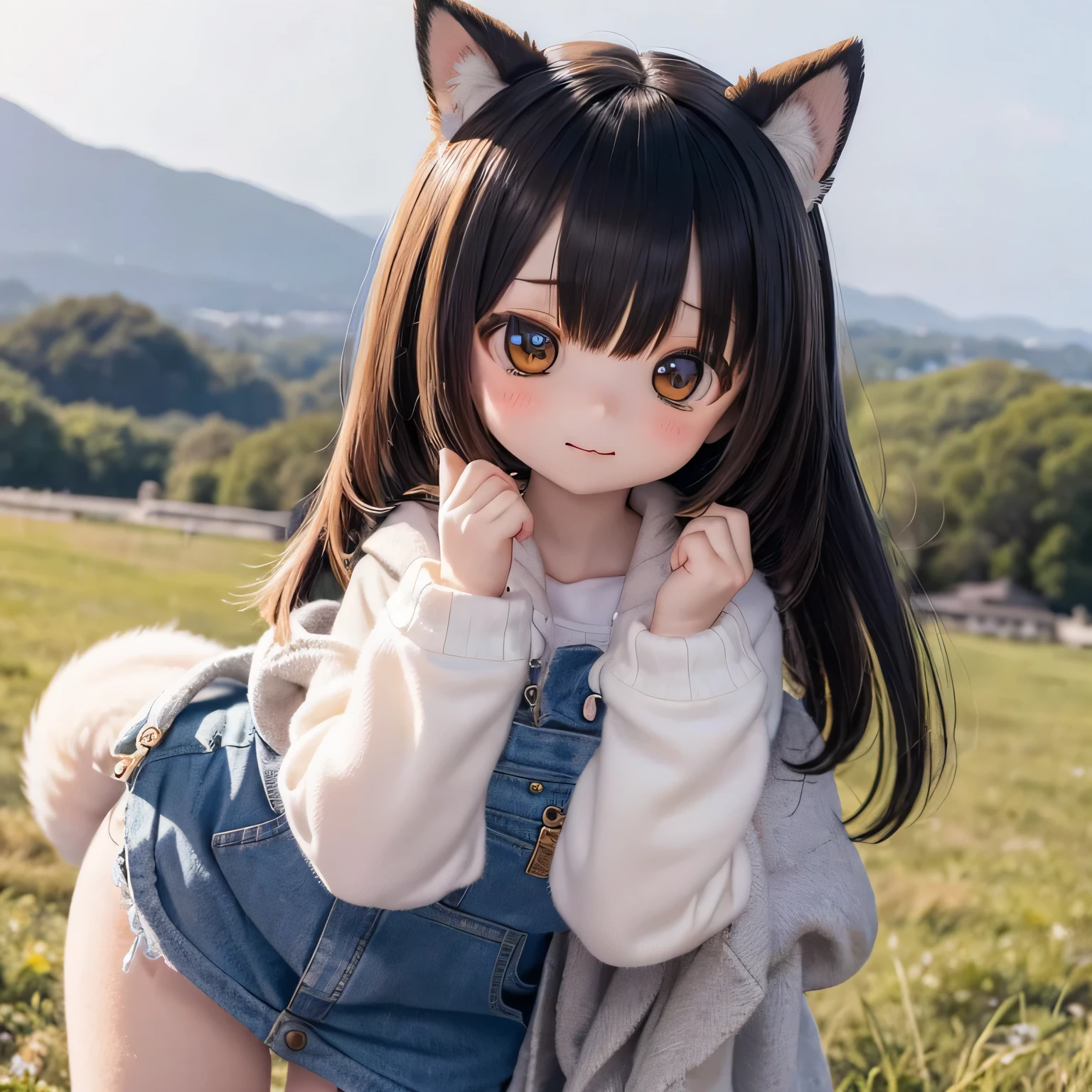 Shiba Inu girl rural scenery