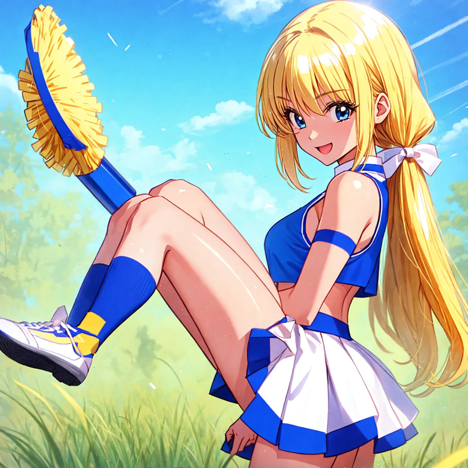 (Cheer Band)Blonde beautiful girl's march band activitya
