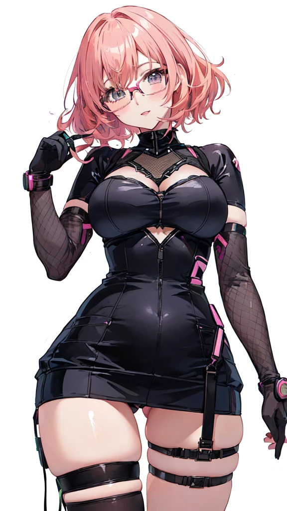 anime girl with pink short hair and glasses posing for a picture, female protagonist 👀 :8, thicc, yayoi kasuma, seductive anime girl, detailed anime character art, oppai , anya , guweiz, femaleanime girl, , female anime character, anime character, anime girl