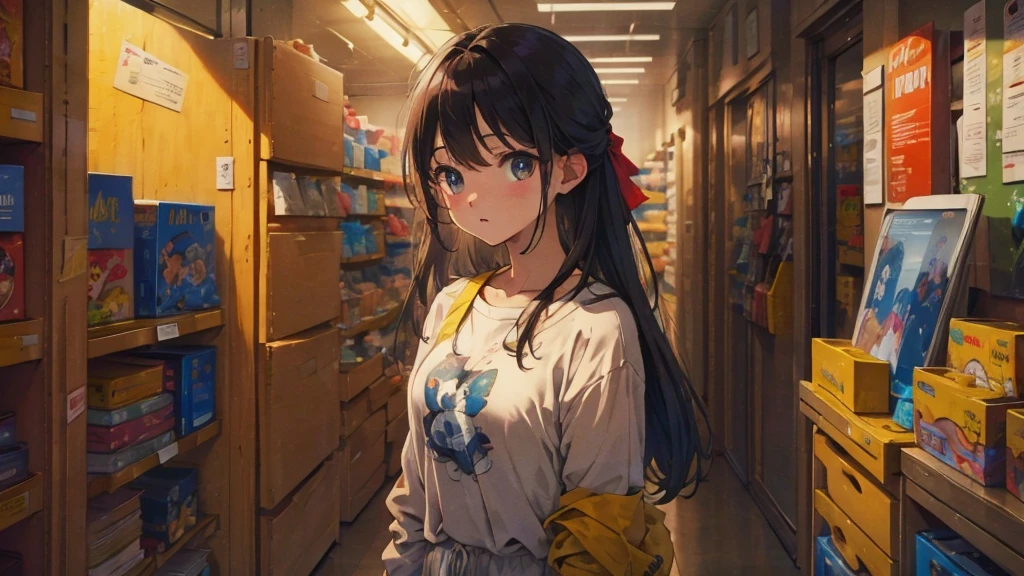 It's cloudy and raining, Hayashida Q, Gorgeous Image Textures, Convert this image to a 2D style figure, manga, anime, The background is a retro townscape, White Wallpaper, L0-Fi Hip Hop, Girl studying in room, Wear headphones, figure, Lo-fi CD jacket, (avert your eyes:1.3)