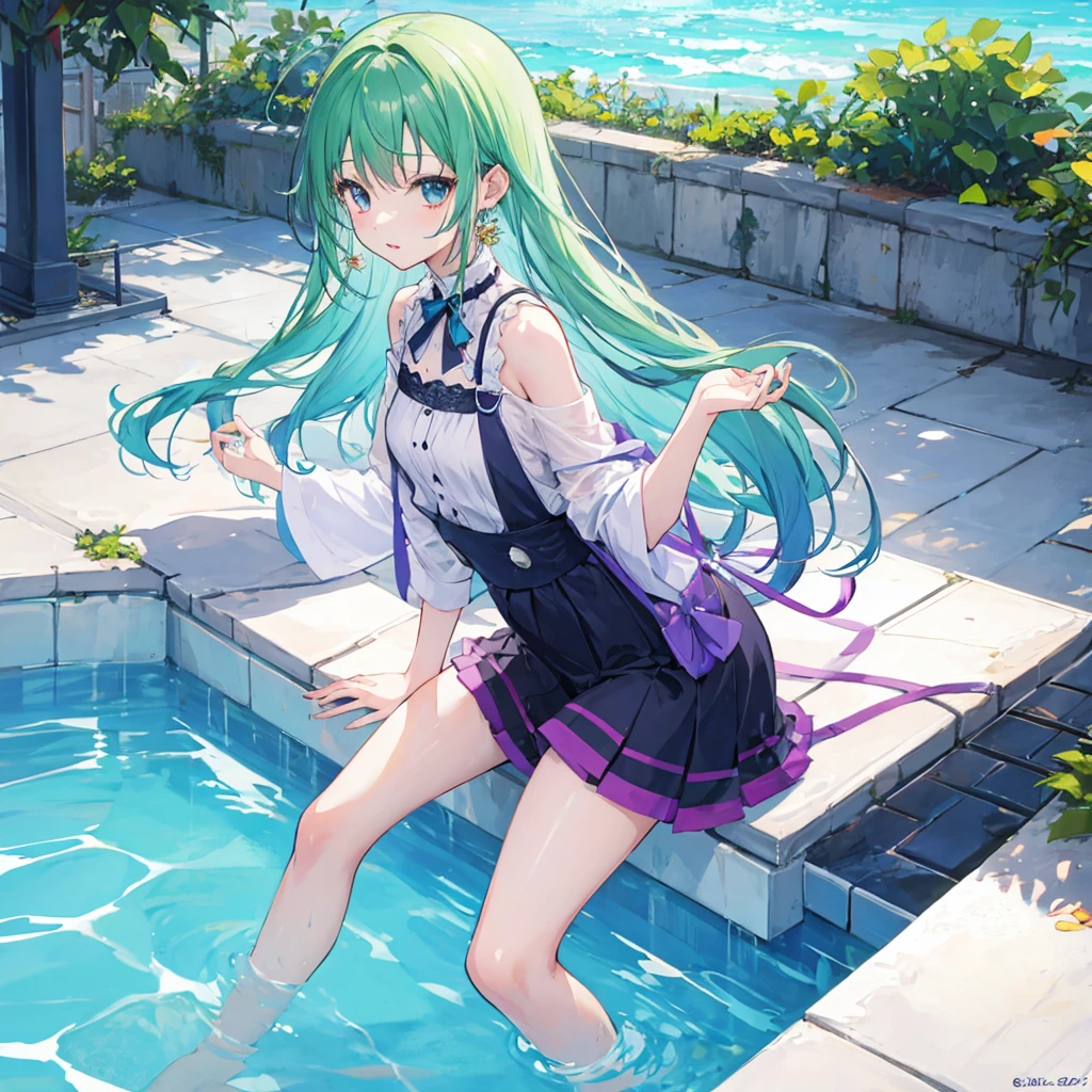 anime cute girl pool
