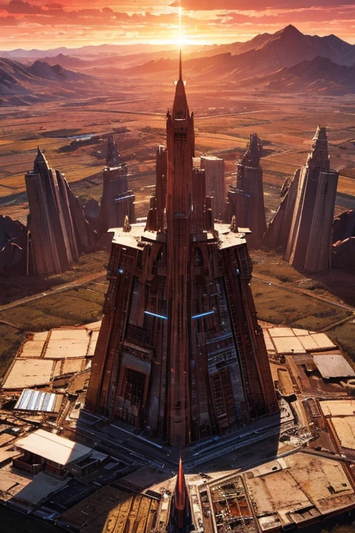 Highest quality、masterpiece、Desolate Earth、wreckage、Red Sky、Surrealism