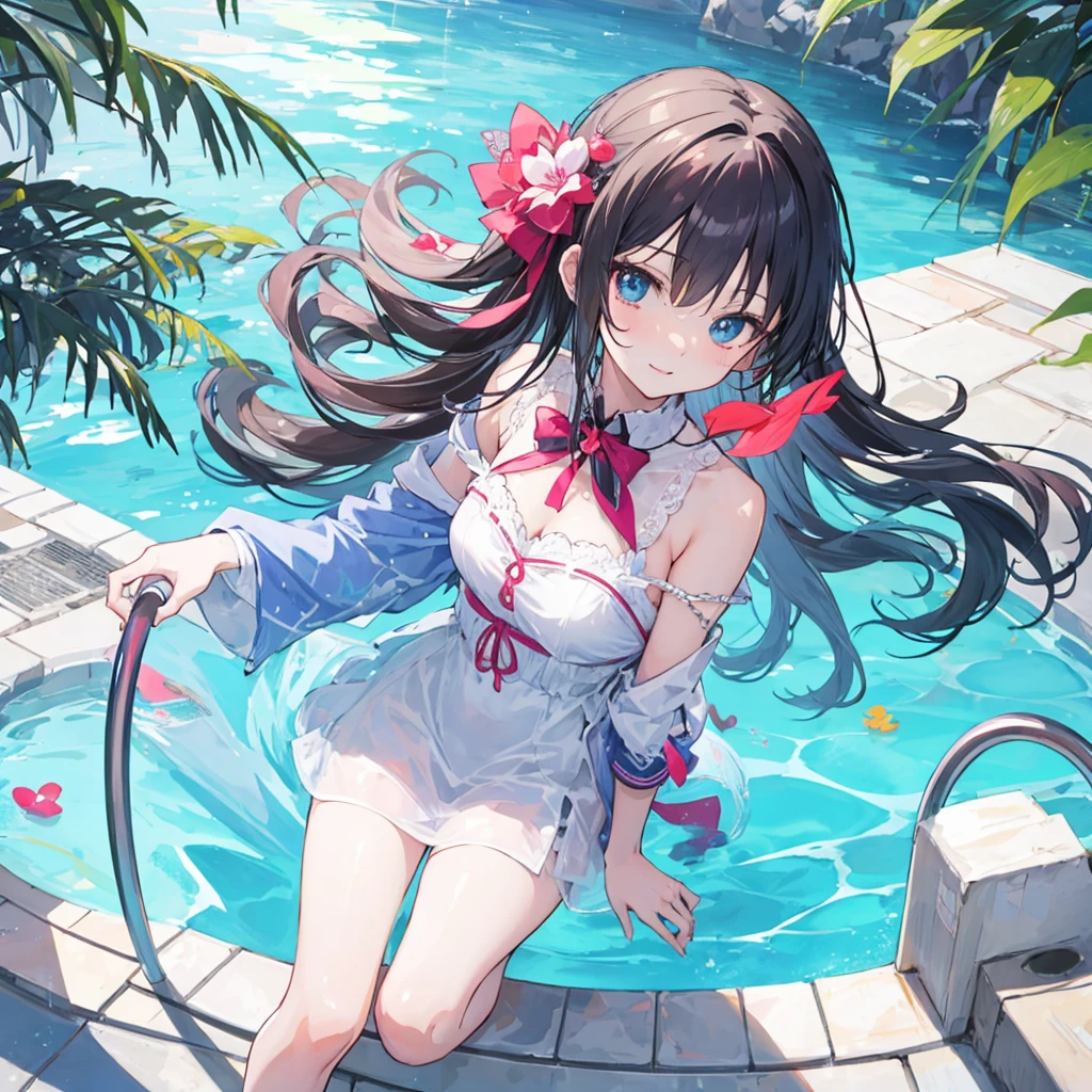anime cute girl pool