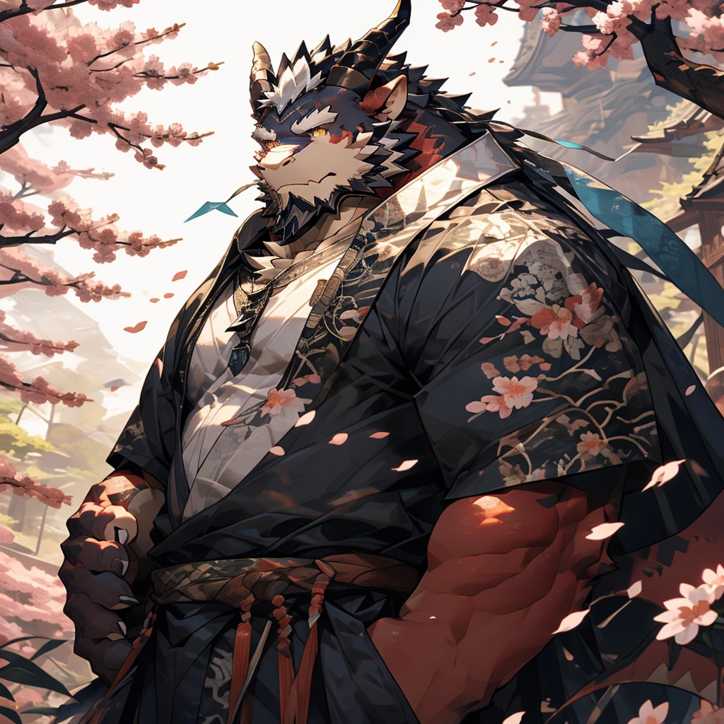 红色皮肤dragon),(黑白阴阳General战袍),Holding a long sword,坚Strong姿态,Stand calmly,(The background is a dark forest with peach blossoms in full bloom.:1.2),abdominal muscles,Heroic Stance飒爽,完美的masterpiece,Various facial details,Perspective from a distance,specific description,masterpiece,CG,(Golden Eyes),Black and white pattern,Crimson Tail,General,Heroic Stance,dragon,Red scales,Specific facial details,Half Body,(黑白阴阳General战履),(Chang Ling),((middle aged)),(Face Focus),(16K),HD,White belly,wilderness,beard,(Noodle),Different students,(Black and white yin and yang shirt),(Black and white hair),Strong,muscle,(high resolution:1.3),(Standing in the depths of the desolate peach blossoms),(close up),(Delicate face:1.5),Perfect details,(Half Body),(Facial details:1.5),(Zoom in on the face:1.5),(白色Noodle:1.2),(黑色beard:1.3),(white face;1.6),White body