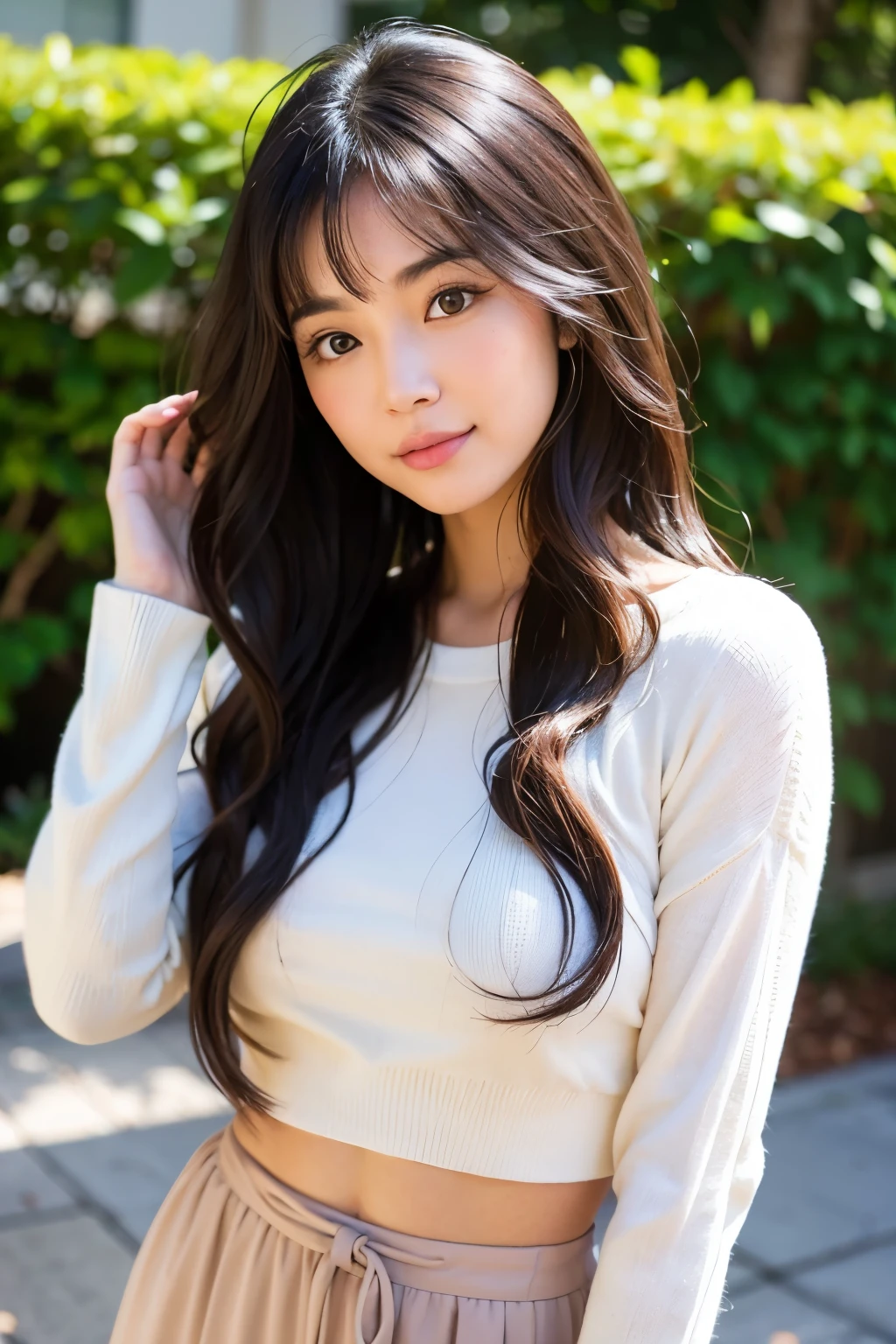 girl Lightly wavy black hair It is both beautiful and cute Asian