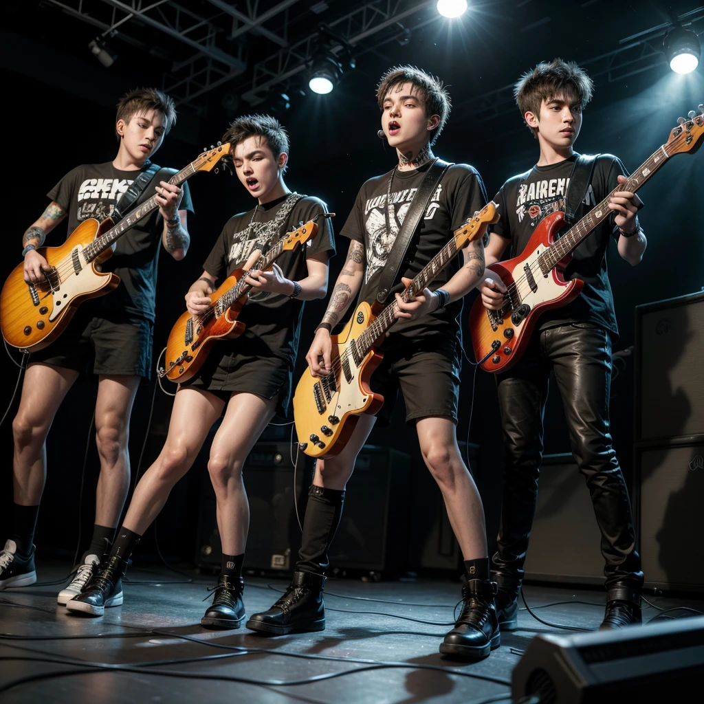 A young punk rock band, with battery, guitar, bass and vocals 