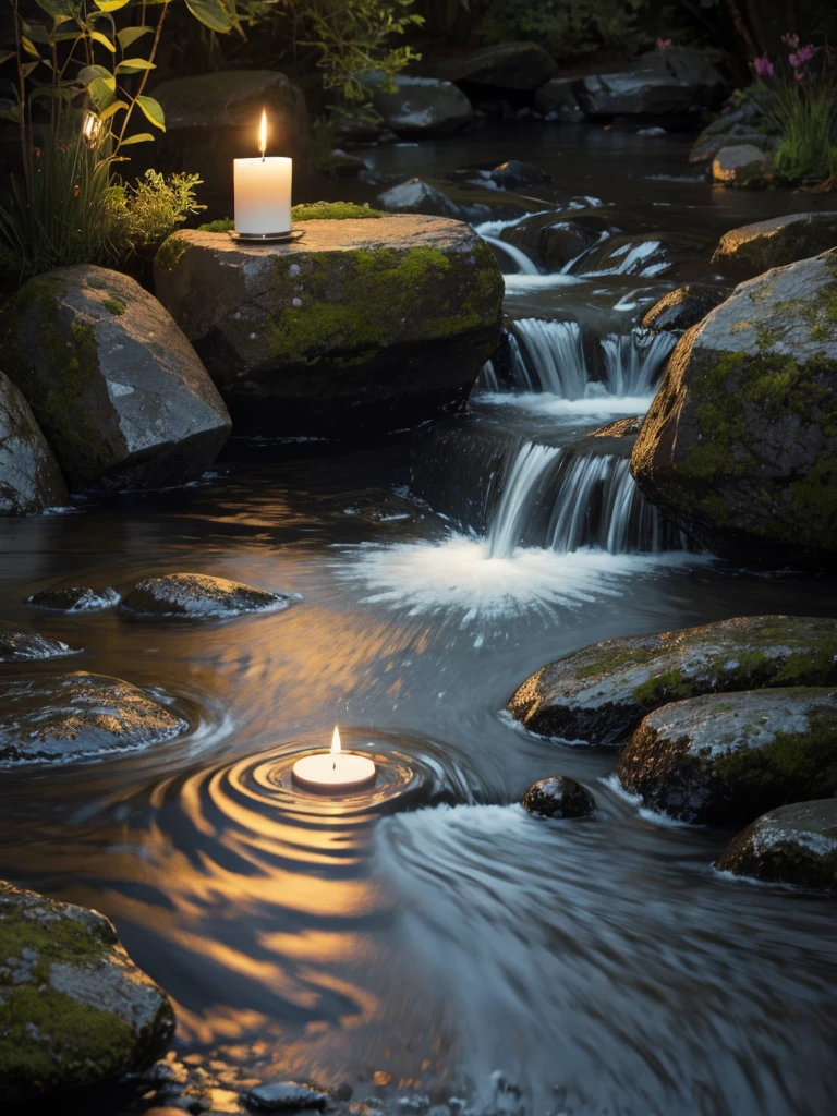 water flow, candle