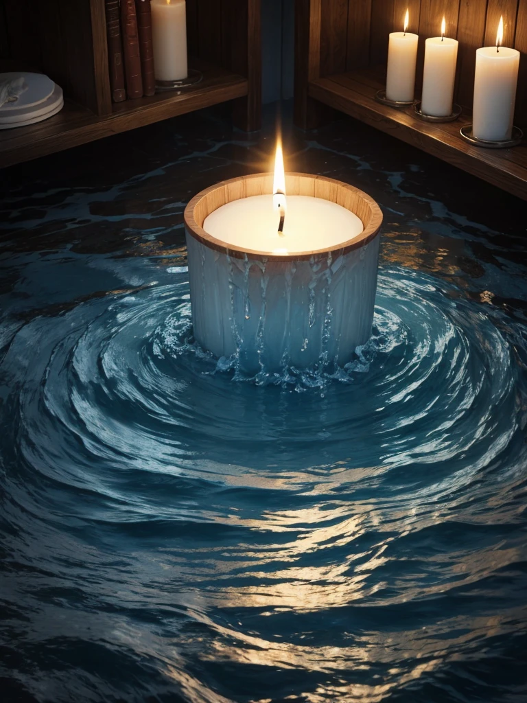 water flow, candle