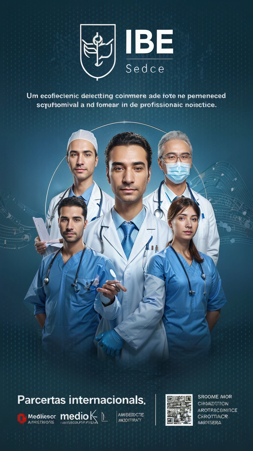 arafed image of a group of doctors and a doctor, clinical, doctor, (doctor), Exposed, No fundo, formação proffesional, proffesional, health care, Medical History, pro-life, medical photography, medical doctor, trabalho proffesional, Description, posters, male doctor, imagem proffesional, scientific, Surgical Instruments, masked doctors