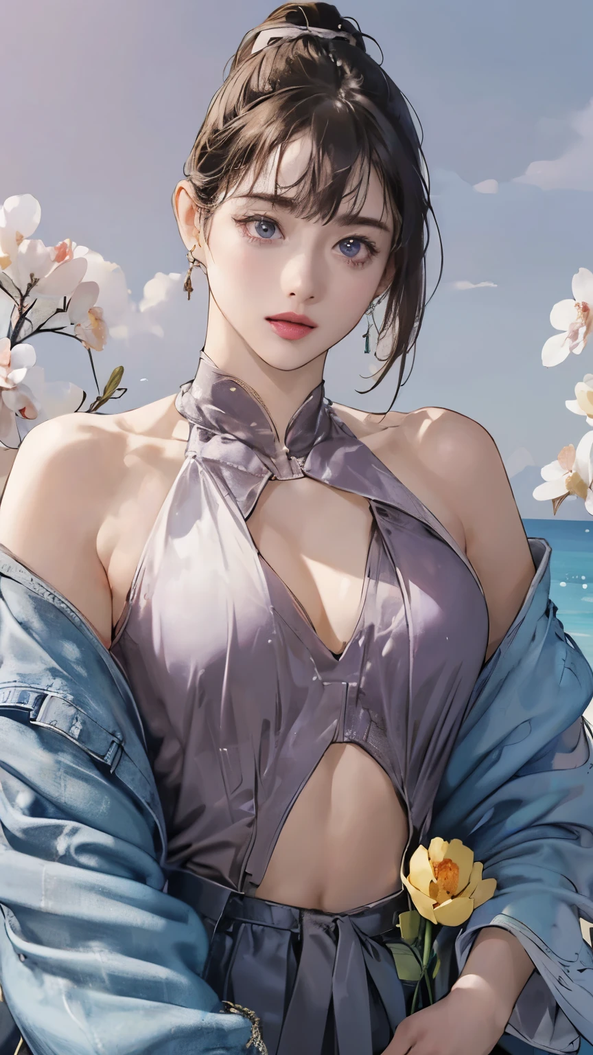 (8k、RAW Photos、Highest quality、Masseter region:1.2)、Very detailedな、Ultra-high resolution、(Realistic、Realistic photos:1.37)、Portraiture、High-resolution RAW color photos、Professional photography、hVery detailed and beautiful、Very detailed、8k Picture Wallpaper、Amazing details、Large file size、Official Art、HVery detailed CG Unity 8k wallpapers、hVery detailed beautiful girl、Very detailed顔、Very detailed目、Very detailed皮膚、Very detailed指、hVery detailed nose、Very detailed詳細な口、Perfect Anatomy、Detailed Background、Detailed clothing、1 Girl、(20:1.2)、20th Generation、cute、Realistic bPetite、White skin、Glowing Skin、the body is slim、Black-haired、((short hair))、((ponytail))、(Blunt bangs: 1.2)、cute、Zola々right、cute faces、A vivid face、Delicate eyes、Source order、((No bra))、((black mini skirt look))、((Red lipstick and purple eyeshadow))、((The chest is exposed:1.5))、((Exposed shoulders:1.5))、(((No good)))、(((Full nudity)))、((Backward Shot))、((Full Body Shot))、((Dreamy look))、Earrings、necklace、Looking into the camera、Cowboy Shot、positive、Standing posture、Contrapo、Dynamic Lighting、((Firm D-cup milk))、