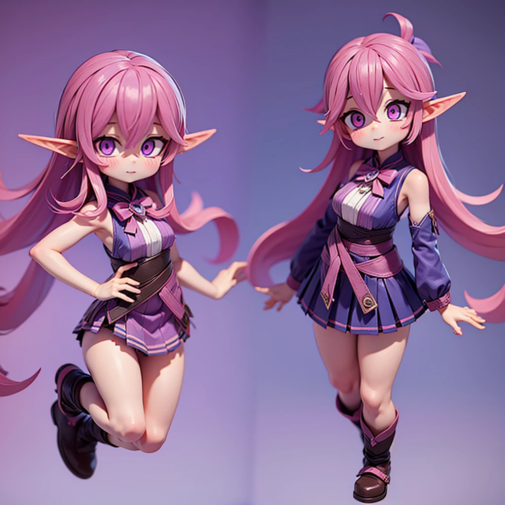  Keera ,anime girl with pink hair and blue eyes in purple dress, Hold the pudica pose, elf girl wearing floral outfit, color line art, wear a skirt, color linear, Cute anime waifu in beautiful dress, soft anime illustration, flat anime style shading, sensational art anime, tác động của ayaka genshin, moe anime art style