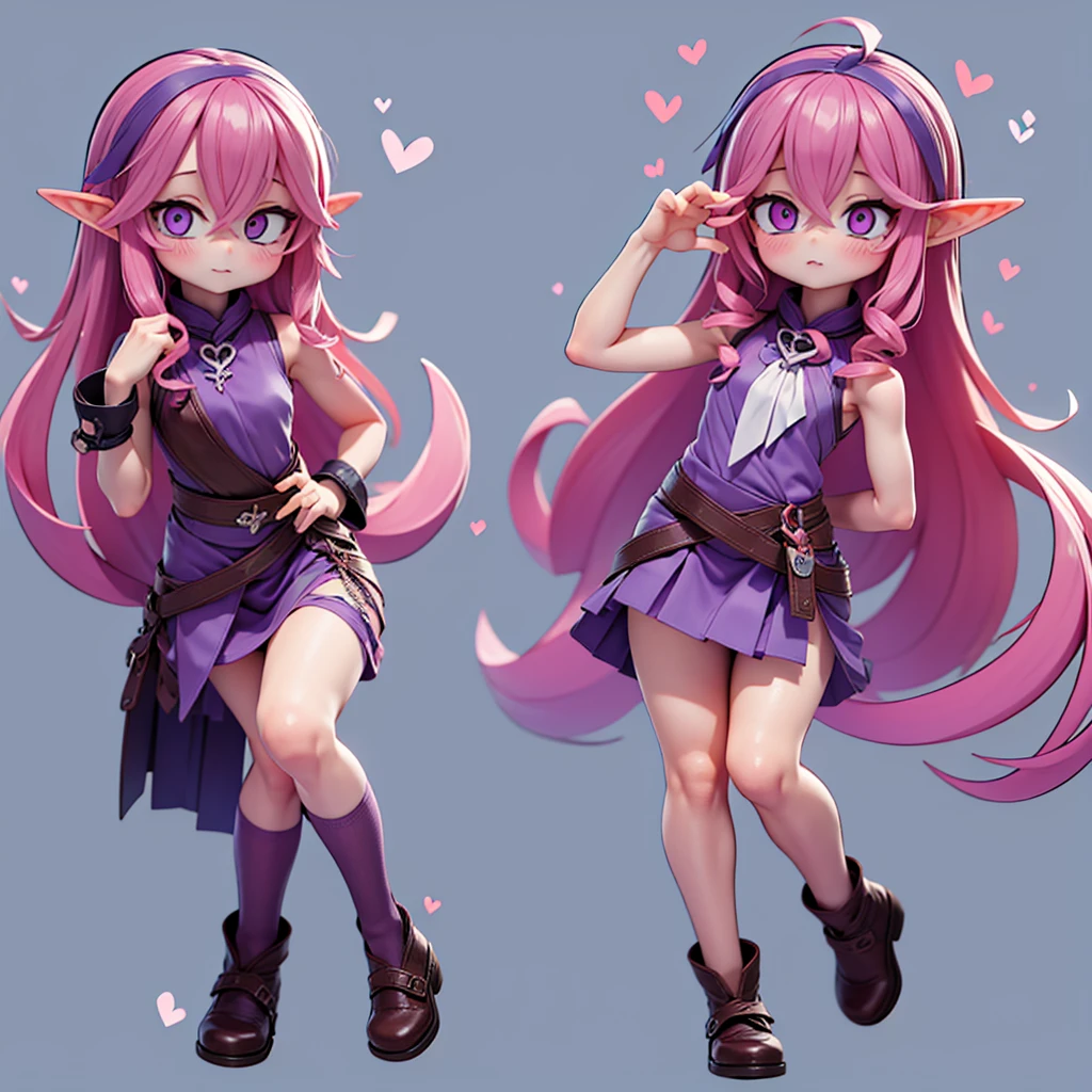  Keera ,anime girl with pink hair and blue eyes in purple dress, Hold the pudica pose, elf girl wearing floral outfit, color line art, wear a skirt, color linear, Cute anime waifu in beautiful dress, soft anime illustration, flat anime style shading, sensational art anime, tác động của ayaka genshin, moe anime art style