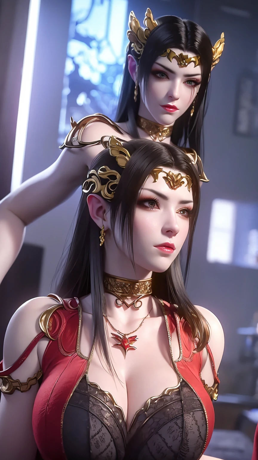 (lifelike, high - resolution:1.3), 1 girl with a perfect body, Super fine face and eyes,slong hair, big boob,Expose cleavage5)),, lightning, hyper-realistic graphics, most realistic graphics, 1 girl, alone, solo, Extremely sharp, surreal image, naked, undressed, NSFW.