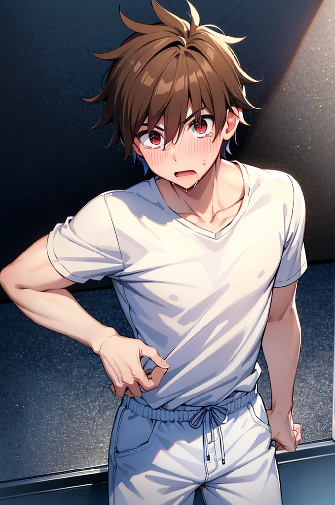 My boyfriend mutated with the power of God,Absurd,cool,,,He was a refreshing, athletic, innocent boy.,,,boy,,,boys,,,Spiked Hair,charm,Slim figure,23 years old,,Tall,Japanese student style,,Everyday casual clothes,,,The male protagonist,,Yeah?why!?,,Frightened expression,,,,,(街中で突然のオレの元気股間がComplete castrationに:1.3),(Complete castration:1.3),(I failed miserably at becoming a man.),,Super manly is slowly declining,,In an instant,,Daytime,Smooth,Skin texture,Functional beauty,youth,shine,,Breeze,Piece of bone,Natural light,face,hand,eye,blush,tears,,,Saliva,,,Urinary incontinence,Urinary stains,,Accuracy,,Ultra correct,Biological,Excellent detailed anatomy,4K,8k,Highest quality,Male Focus,,Depth of written boundary,Character Portrait,Girlfriend pet,