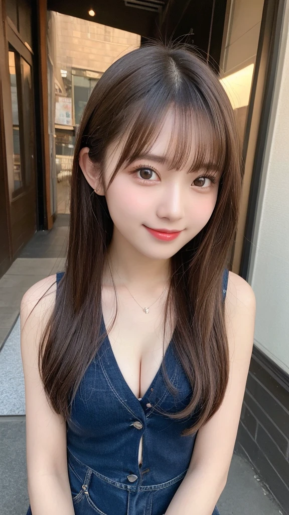 Highest quality, High resolution, 8k wallpaper, Perfect dynamic composition, Beautiful attention to detail, women summer,Medium Hair,Small breasts and natural lips, Bold sexy pose,smile,Harajuku、20-year-old girl、cute、Take a look at the sexy shots of the lens