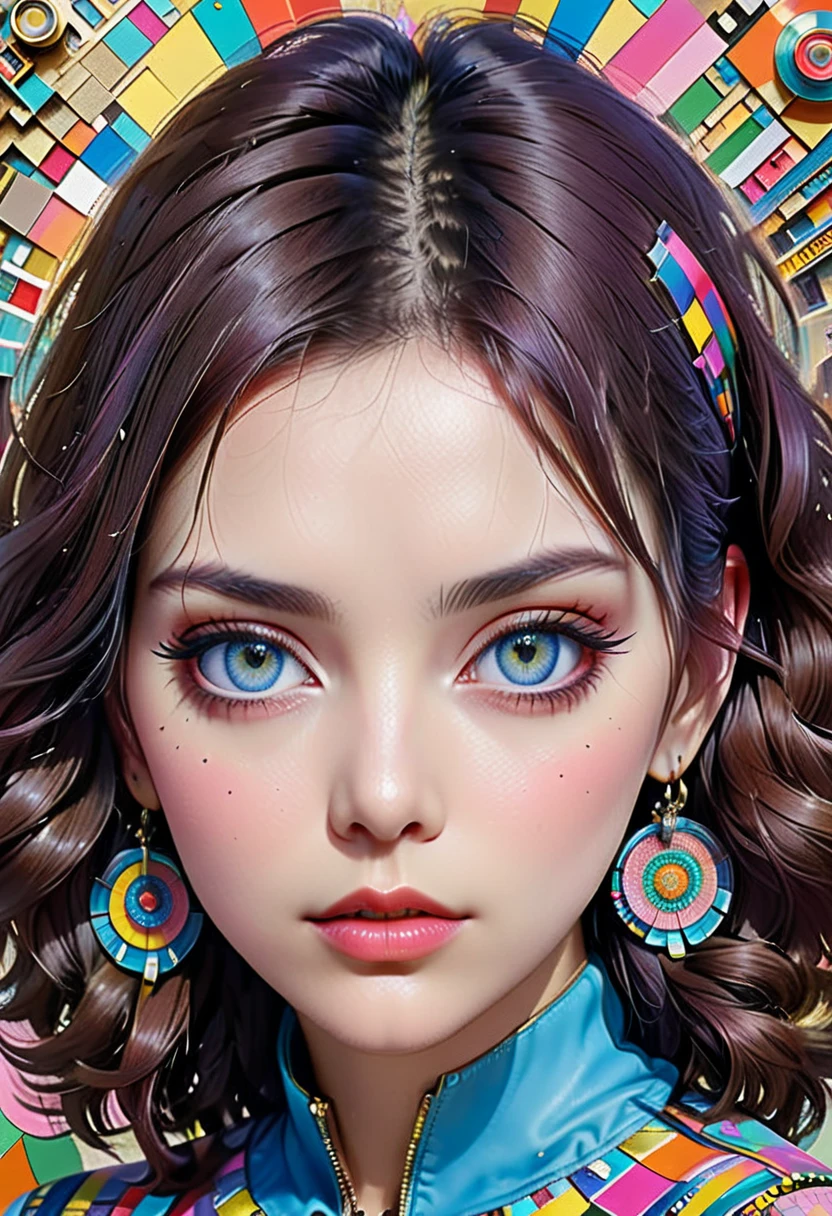 a hyper detailed, 8k digital artwork of "twice before" featuring perfect eyes in the style of Eduardo Paolozzi, abstract, colorful, high resolution, intricate patterns, surreal, artistic, inspired by pop art.