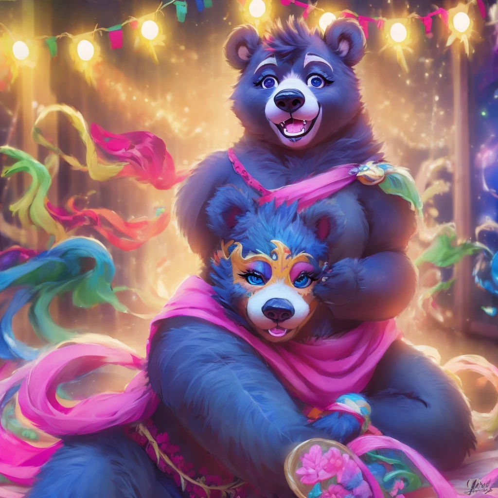 Amicus, Bear, girl, bear girl, Happy, bedroom, Detailed eyes, focus face, Carnival