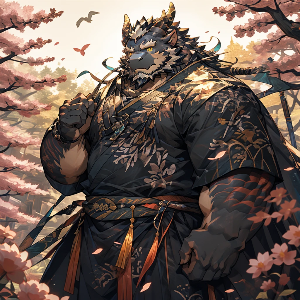 红色皮肤dragon),(黑white阴阳General战袍),Holding a long sword,坚Strong姿态,Stand calmly,(The background is a dark forest with peach blossoms in full bloom.:1.2),abdominal muscles,Heroic Stance飒爽,完美的masterpiece,Various facial details,Perspective from a distance,specific description,masterpiece,CG,(Golden Eyes),黑色和white色图案,Crimson Tail,General,Heroic Stance,dragon,Red scales,Specific facial details,Half Body,(黑white阴阳General战履),(Chang Ling),((middle aged)),(Face Focus),(16K),HD,white色的腹部,wilderness,beard,(China costume),Loincloth,(黑white阴阳衬衫),(黑色和white色的头发),Strong,muscle,(high resolution:1.3),(Standing in the depths of the desolate peach blossoms),(close up),(Delicate face:1.5),Perfect details,(Half Body),(Facial details:1.5),(Zoom in on the face:1.5),(white色面条:1.2),(黑色beard:1.3),(white脸;1.6),white