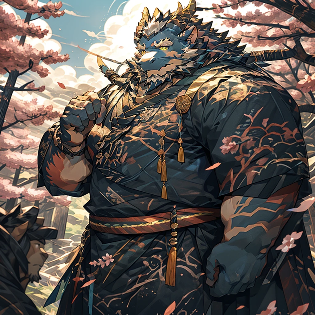 红色皮肤dragon),(黑white阴阳General战袍),Holding a long sword,坚Strong姿态,Stand calmly,(The background is a dark forest with peach blossoms in full bloom.:1.2),abdominal muscles,Heroic Stance飒爽,完美的masterpiece,Various facial details,Perspective from a distance,specific description,masterpiece,CG,(Golden Eyes),黑色和white色图案,Crimson Tail,General,Heroic Stance,dragon,Red scales,Specific facial details,Half Body,(黑white阴阳General战履),(Chang Ling),((middle aged)),(Face Focus),(16K),HD,white色的腹部，wilderness,beard,(China costume),Loincloth,(黑white阴阳衬衫),(黑色和white色的头发),Strong,muscle,(high resolution:1.3),(Standing in the depths of the desolate peach blossoms),(close up),(Delicate face:1.5),Perfect details,(Half Body),(Facial details:1.5),(Zoom in on the face:1.5),(white色面条:1.2),(黑色beard:1.3),(white脸;1.6),white