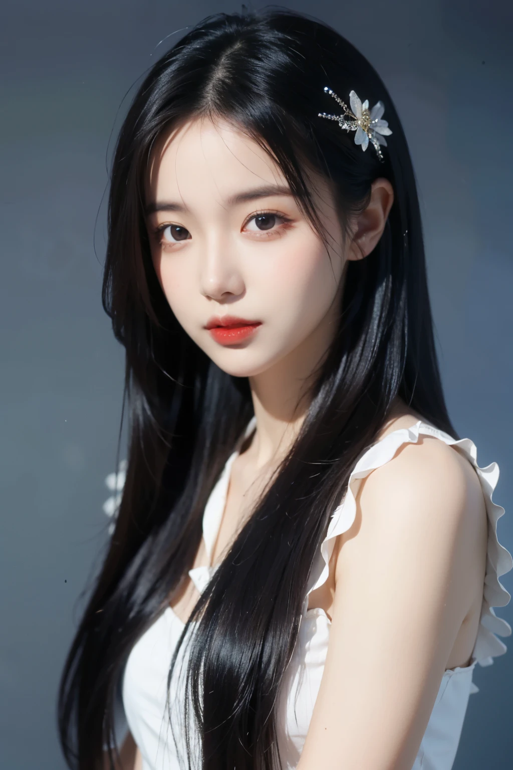 ((Highest quality)), ((masterpiece)), (detailed), One girl, glamorous、Black Hair、long hair、tie、whole body、Black Hair、Straight Hair