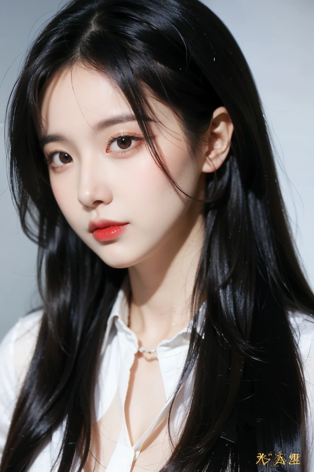 ((Highest quality)), ((masterpiece)), (detailed), One girl, glamorous、Black Hair、long hair、tie、whole body、Black Hair、Straight Hair、