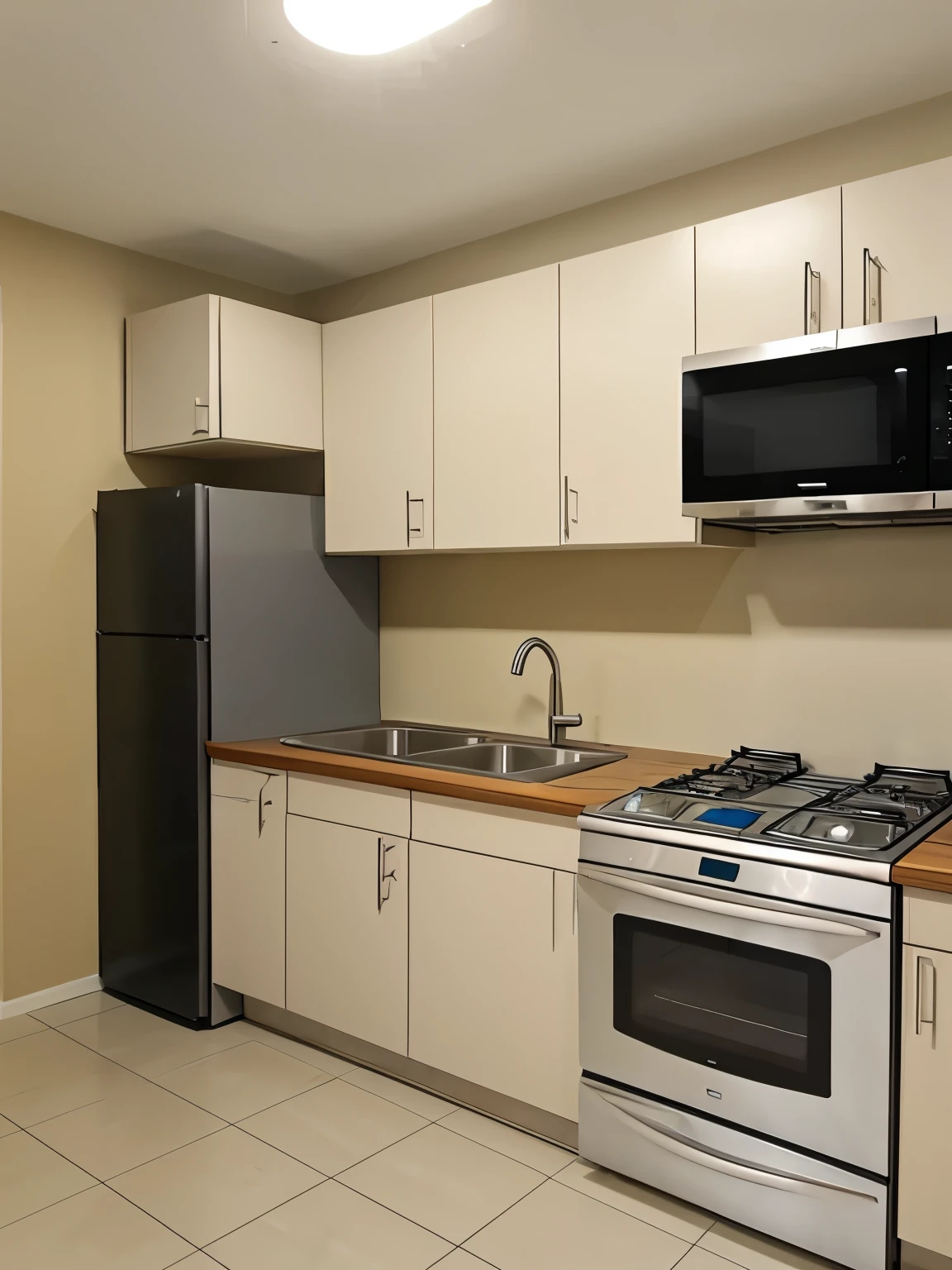 kitchen set on one wall, front view