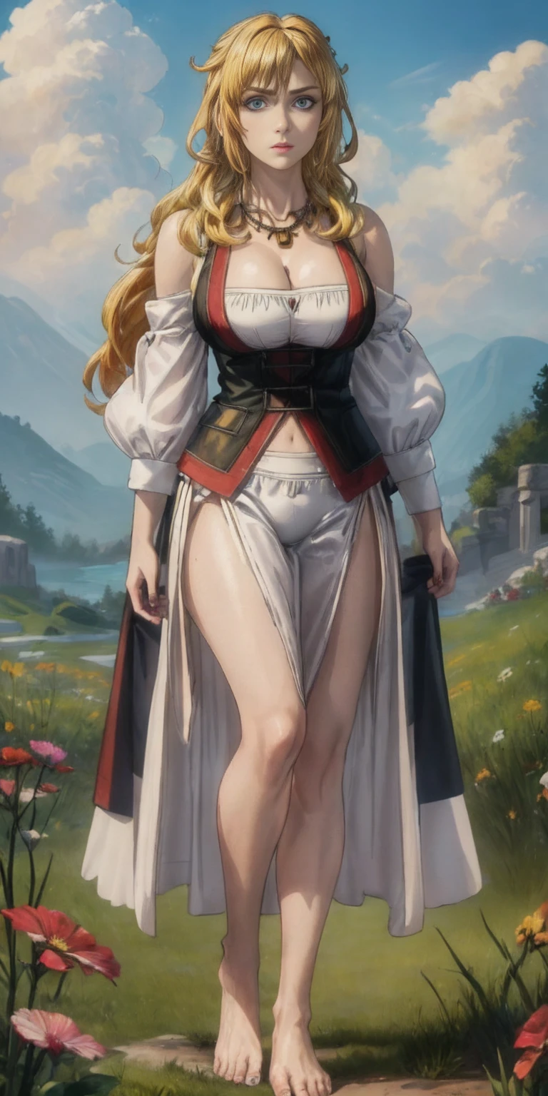 (masterpiece, 4K ,Super detailed:1.2), (anime:1), (Perfect quality), The whole body is shown, Female warrior with an axe, Bodybuilder Superhero, bikini, Muscular and ultra violent women, Powerfully々And