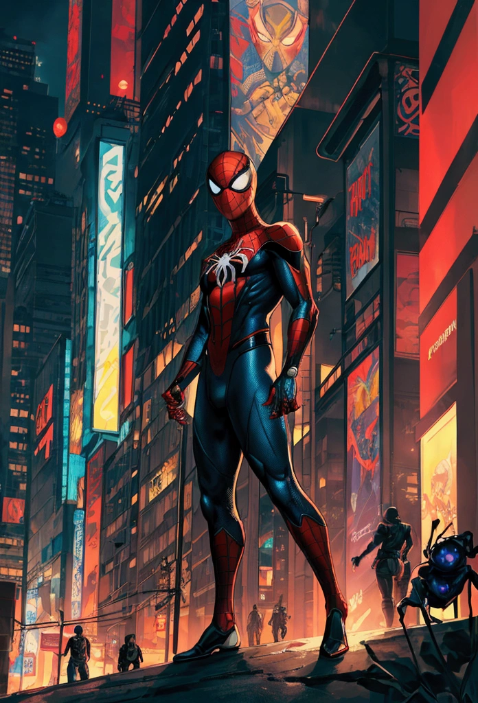 Get ready to witness the merging of the worlds of Spider-Man and Cyberpunk in one breathtaking image. Nesta obra-prima visual em 8K, You will be transported to a futuristic and dystopian environment, where the iconic Marvel hero gets a new look.

O Homem-Aranha surge em uma paisagem urbana imponente, dominated by gigantic skyscrapers and holographic advertisements that shine brightly. The neon lights reflect off his cybernetic armor, creating a striking contrast between the hero's characteristic red and blue and the oppressive darkness of the environment.

Seu traje, remodelado para se adequar ao estilo Cyberpunk, features metallic details and futuristic lines, combining functionality and futuristic aesthetics. The advanced fabric, adornado com circuitos luminosos, it seems to pulsate with electronic energy as Spider-Man prepares to face the challenges of this chaotic world.

The surrounding city is full of characteristic elements of the Cyberpunk style, como carros voadores, cyber implants, Drones and robots, Adding a unique and technological atmosphere to the image. The contrast between the grandeur of the buildings and the presence of Spider-Man in the midst of this dystopian landscape conveys a sense of solitary heroism and resilience against adversity.

A qualidade impressionante em 8K permite que cada detalhe seja visualizado com clareza e realismo, from the intricate webs cast by Spider-Man to every reflection and texture in the futuristic environment.

Get ready to marvel at this epic junction between the Spider-Man universe and the Cyberpunk aesthetic, in an image that will captivate your imagination and transport you to a world where action, a tecnologia e a aventura se unem em perfeita harmonia.