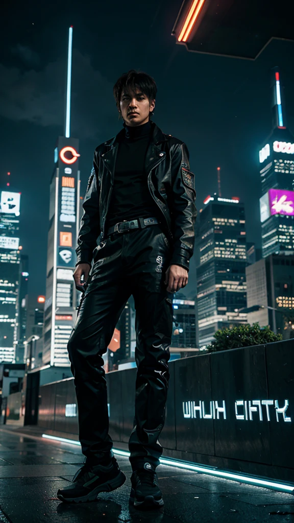 ultra mega cyberpunk city man