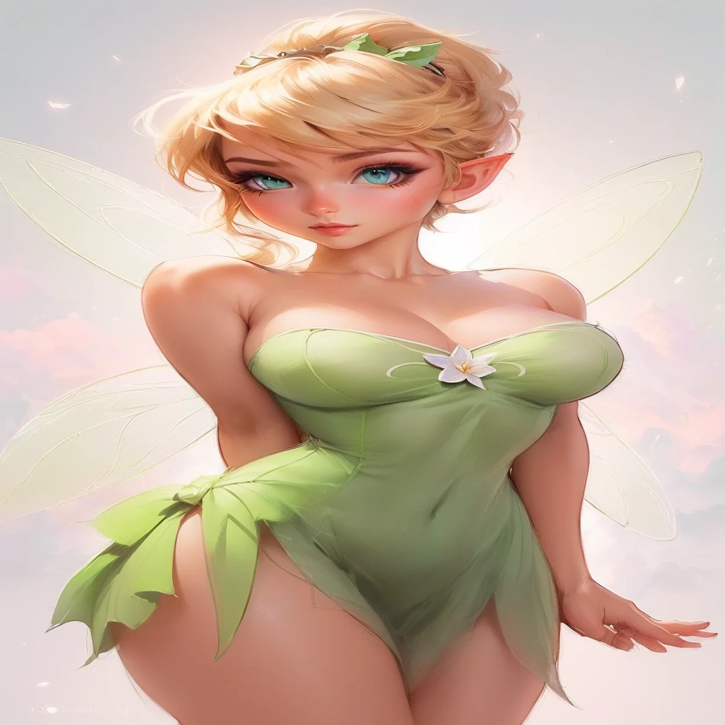 disney tinker, tinkerbell, beautiful adult fairy, beautiful fairy, disney concept art, disney character, elfin beauty, extremely detailed artgerm, like artgerm, photorealistic disney, artgerm art, style artgerm, pinup art, by Artgerm